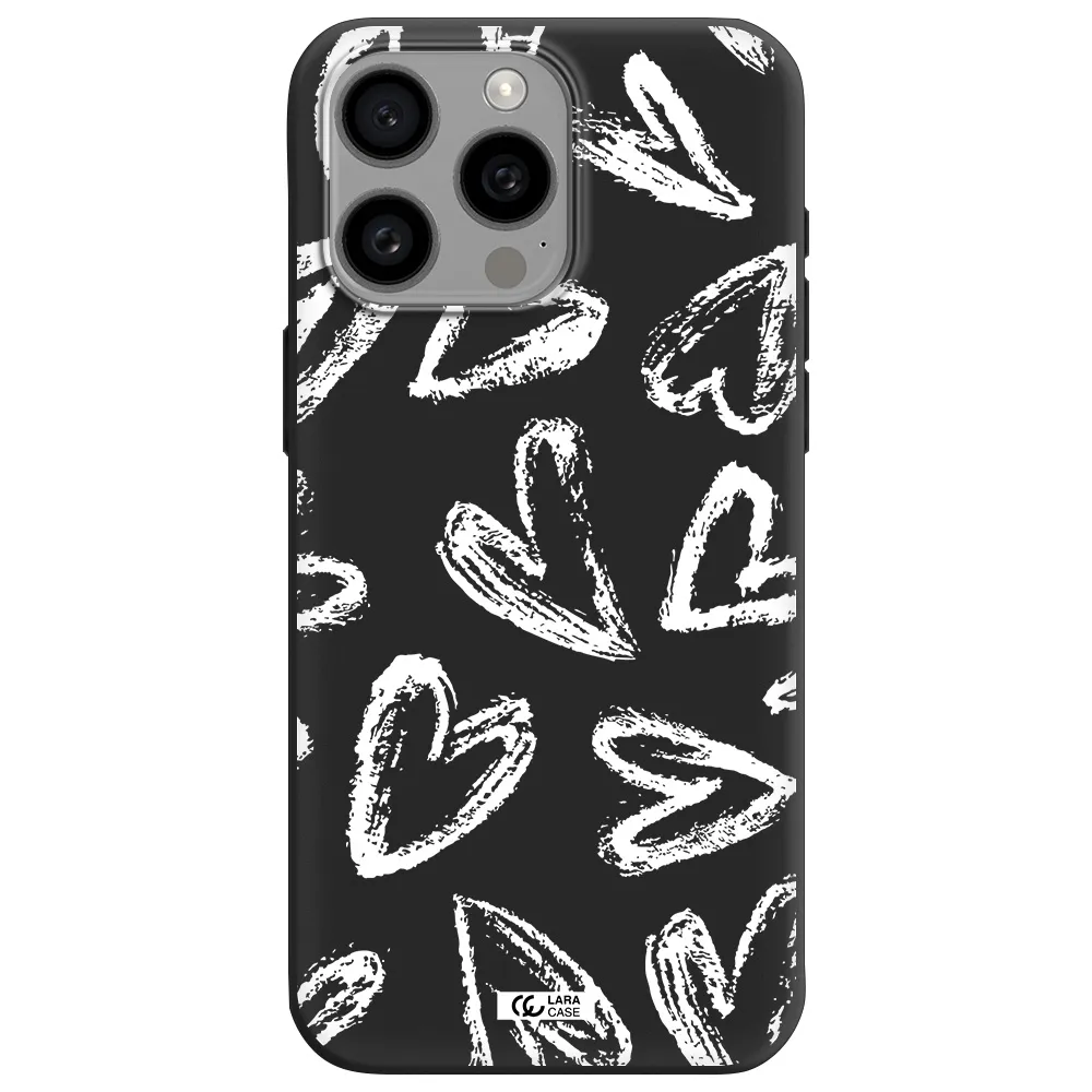 Chalk Hearts Apple Iphone 15 Pro max Silicone black Case
