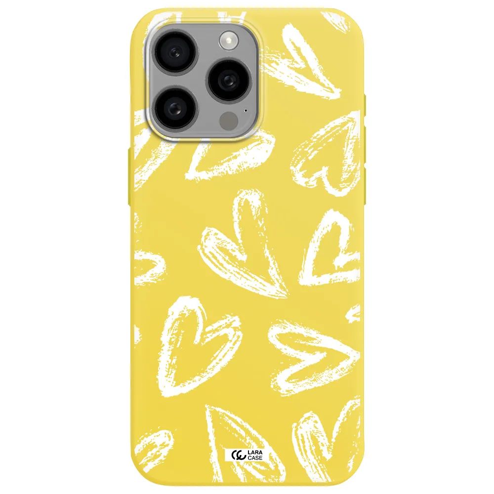 Chalk Hearts Apple Iphone 15 Pro max Silicone canary yellow Case