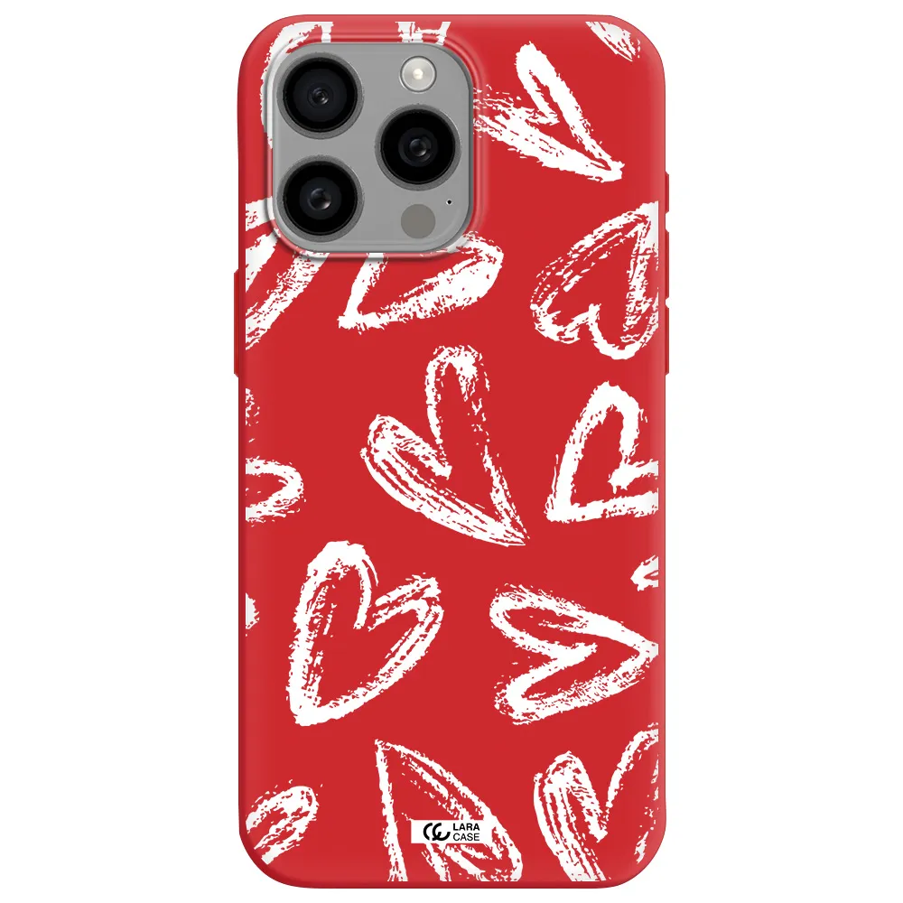 Chalk Hearts Apple Iphone 15 Pro Max Silicone Imperial Red Case