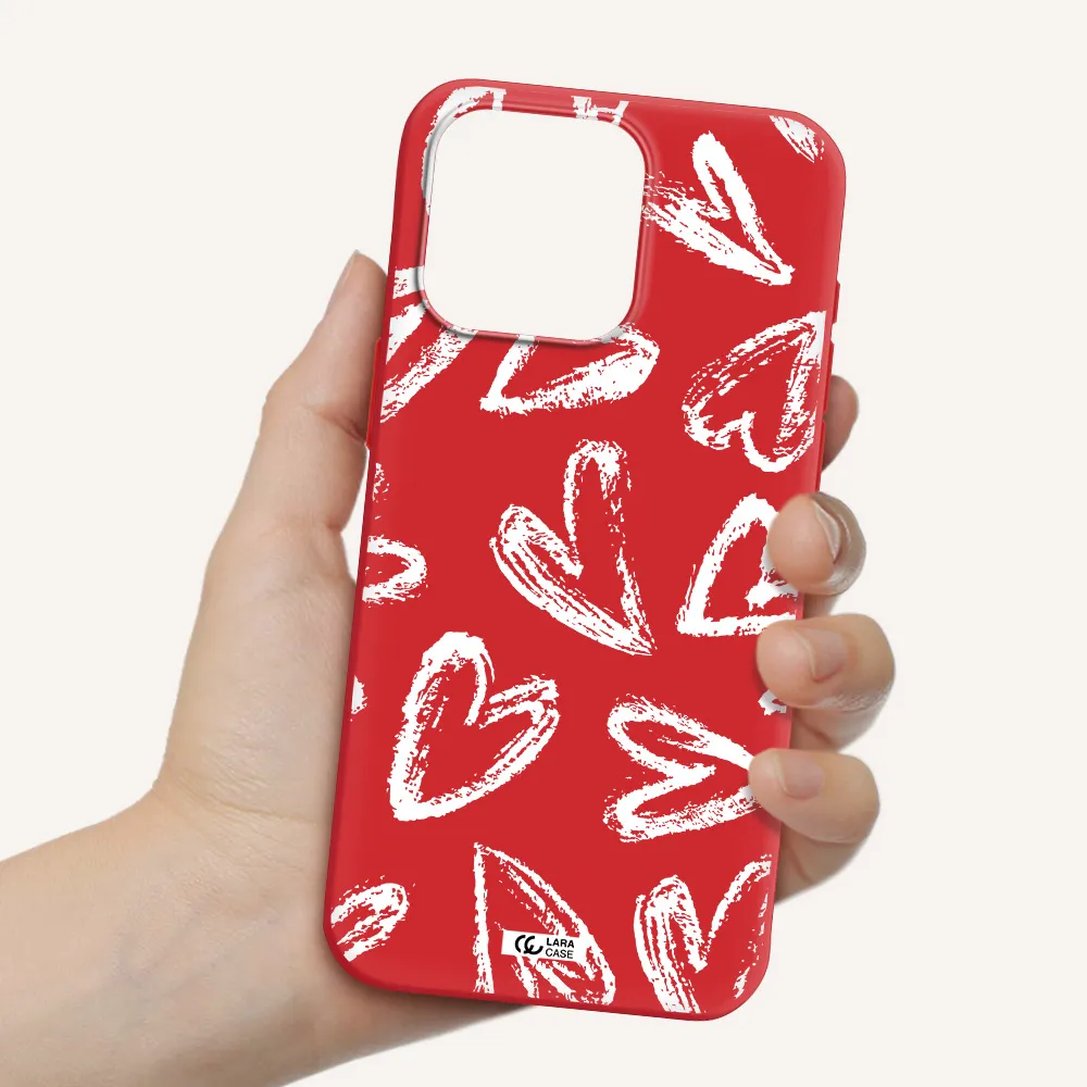 Chalk Hearts Apple Iphone 15 Pro Max Silicone Imperial Red Case