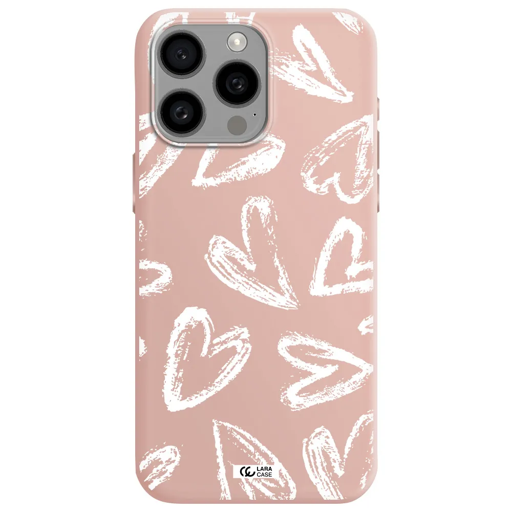 Chalk Hearts Apple Iphone 15 Pro max Silicone pastel pink Case