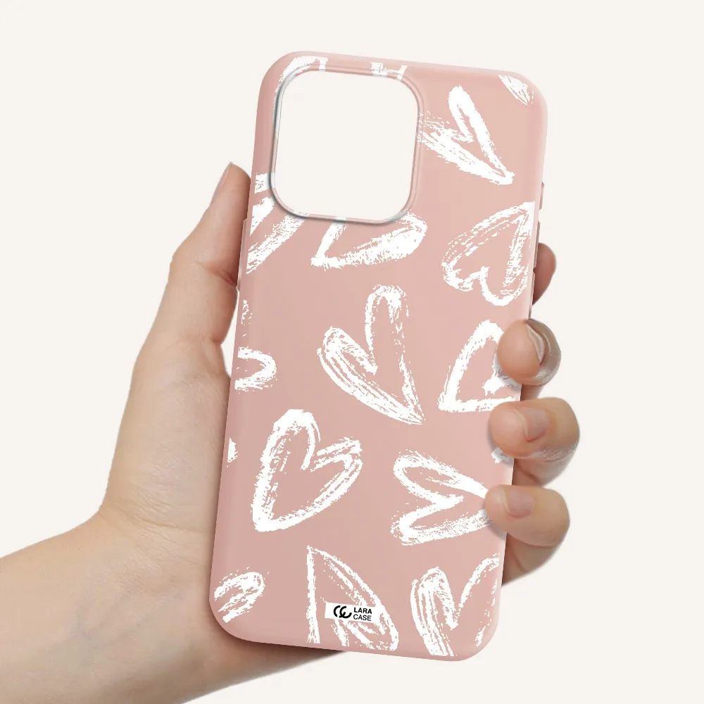 Chalk Hearts Apple Iphone 15 Pro max Silicone pastel pink Case