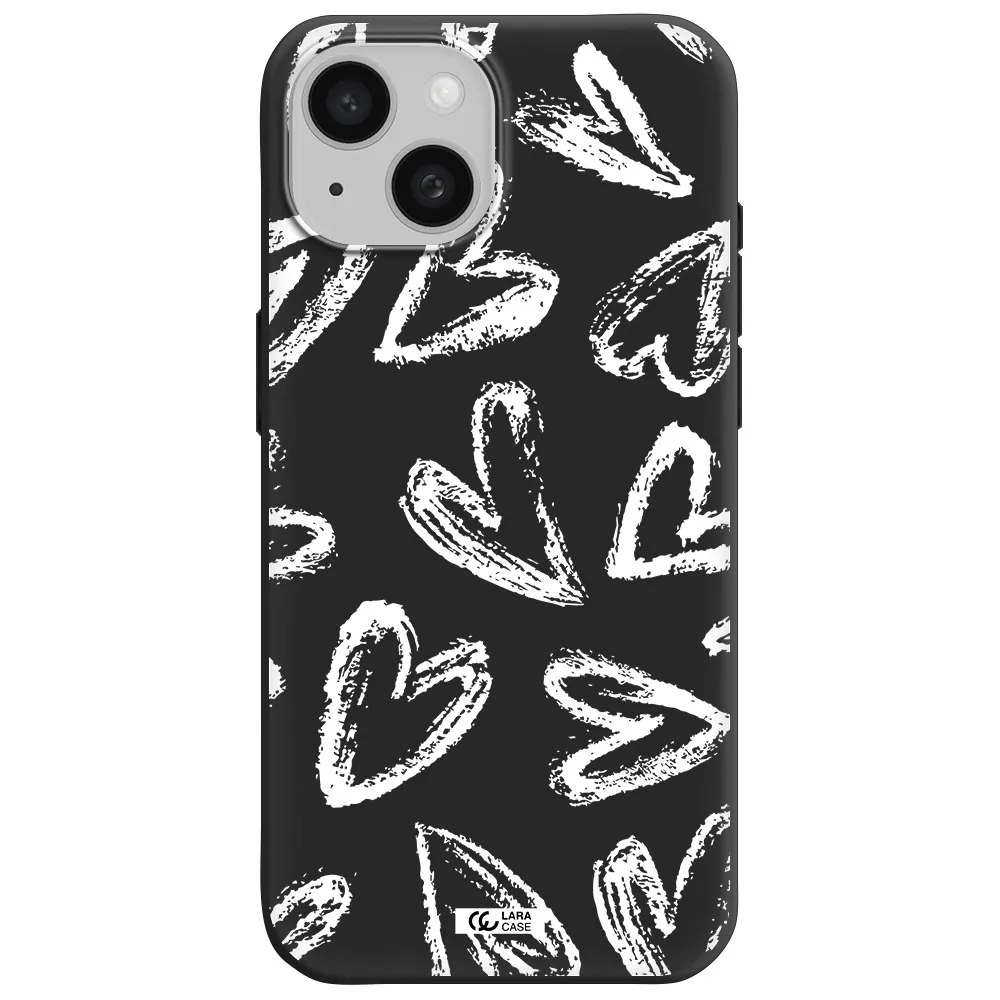 Chalk Hearts Apple iPhone 15 Silicone black Case