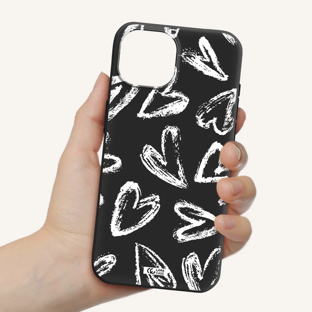Chalk Hearts Apple iPhone 15 Silicone black Case