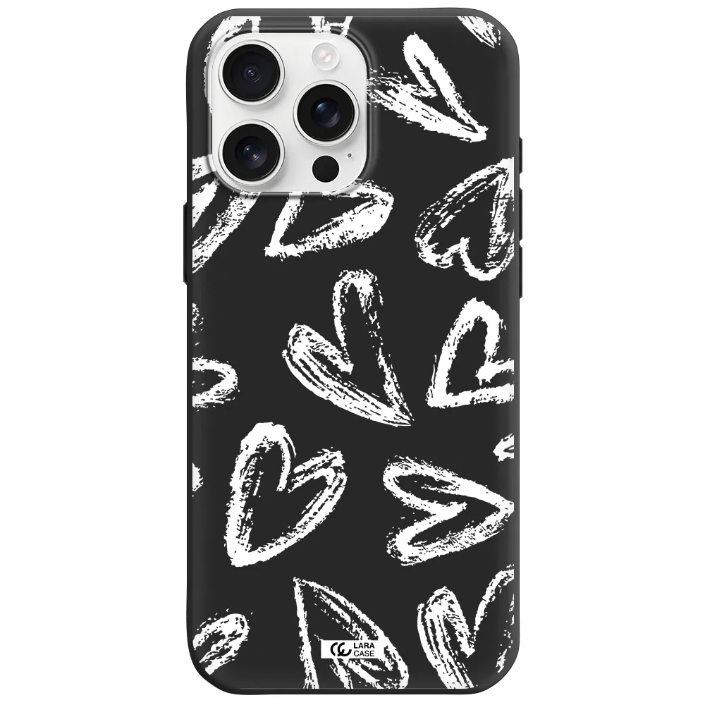Chalk Hearts Apple Iphone 16 Pro Max Silicone Black Case
