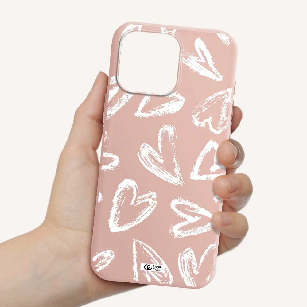 Chalk Hearts Apple Iphone 16 Pro Max Silicone Pastel Pink Case