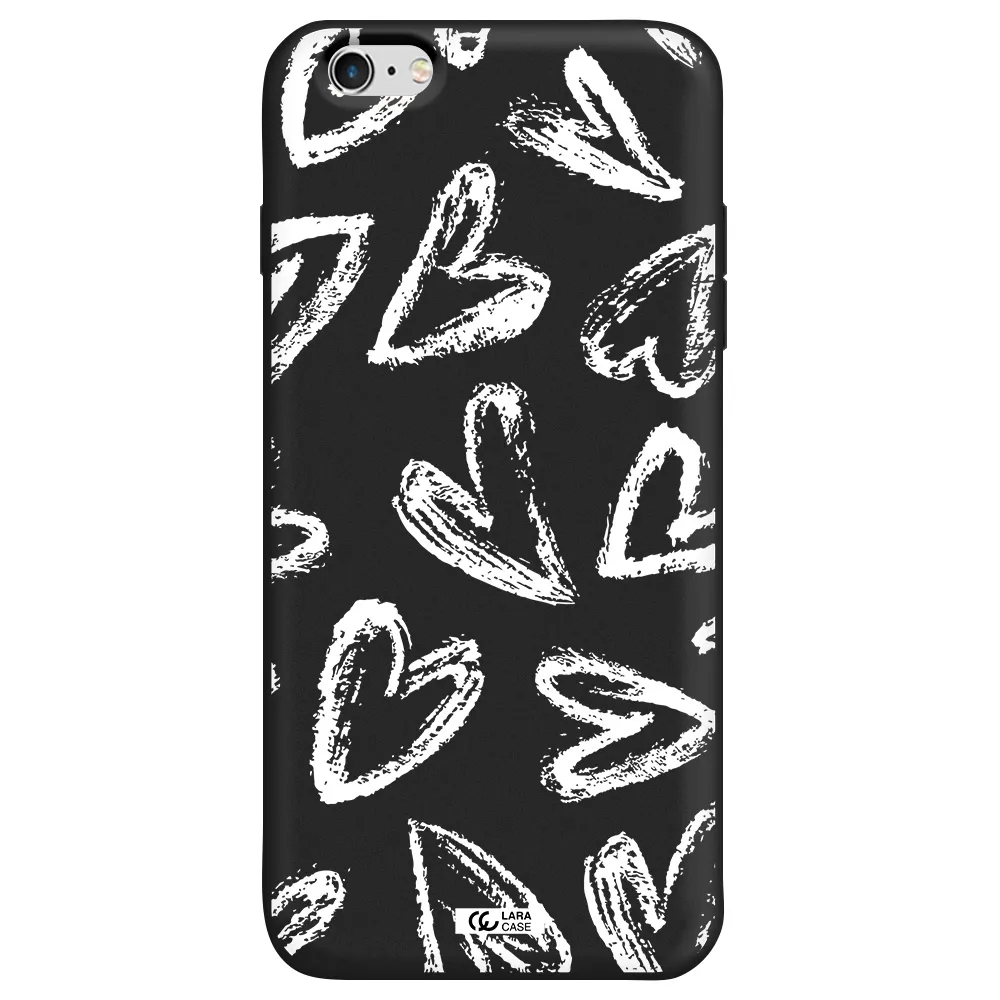Chalk Hearts Apple iPhone 6 plus Silicone black Case
