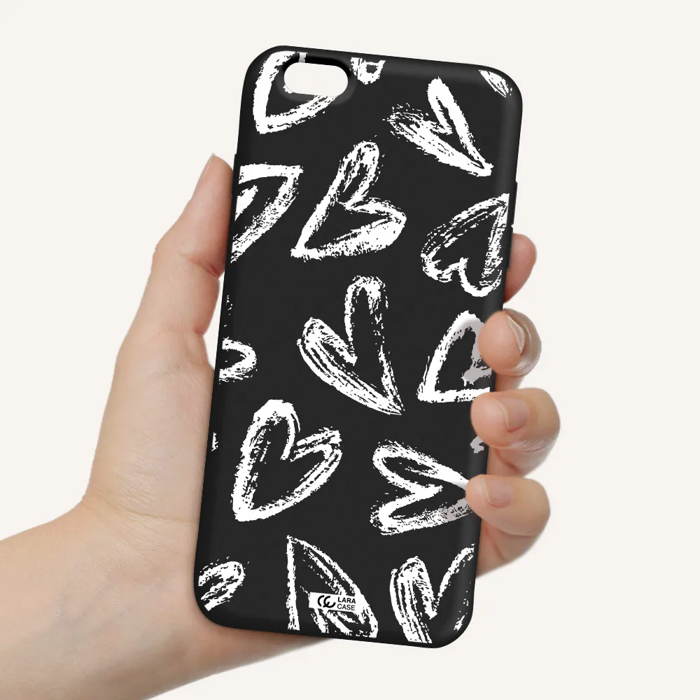 Chalk Hearts Apple iPhone 6 plus Silicone black Case