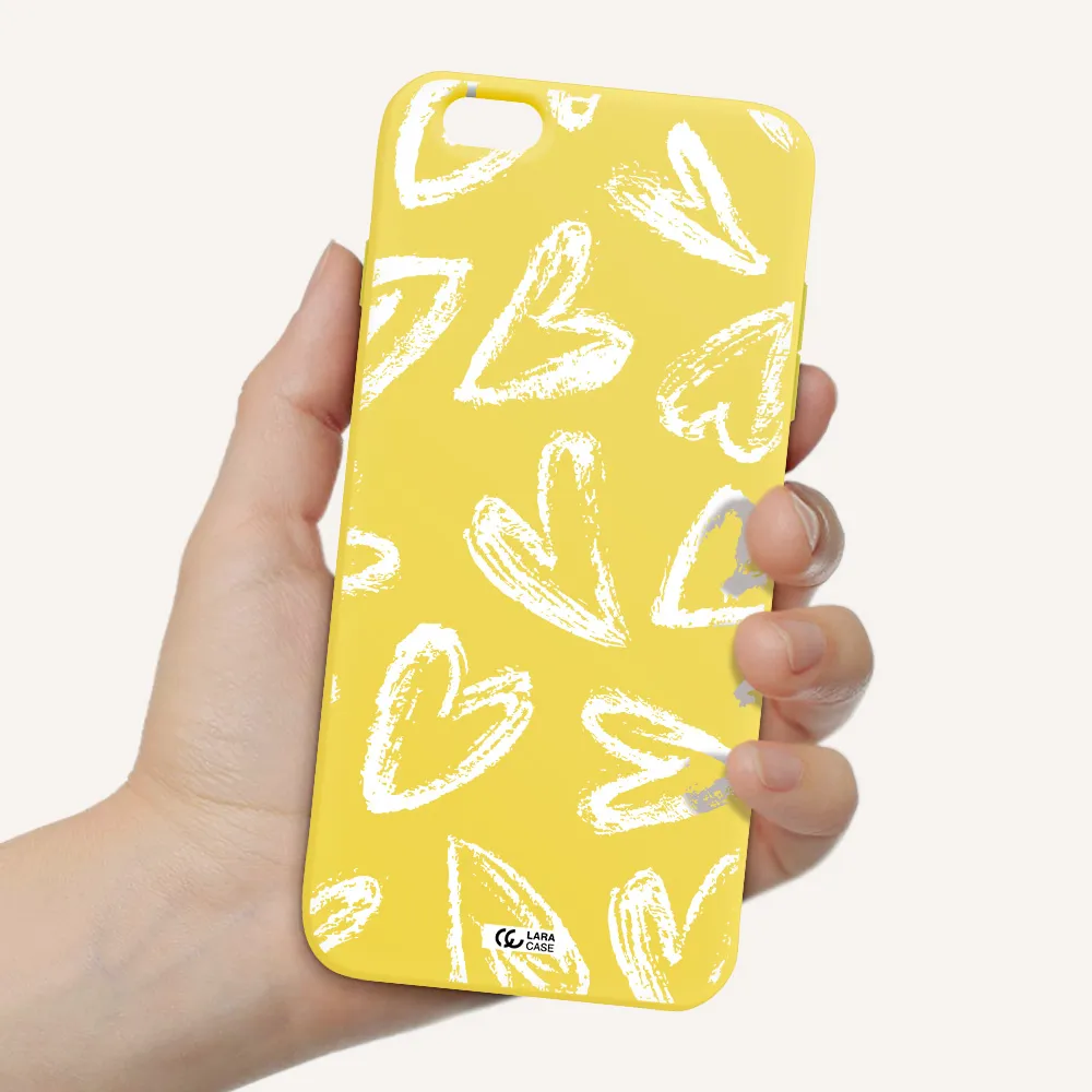 Chalk Hearts Apple iPhone 6 plus Silicone canary yellow Case