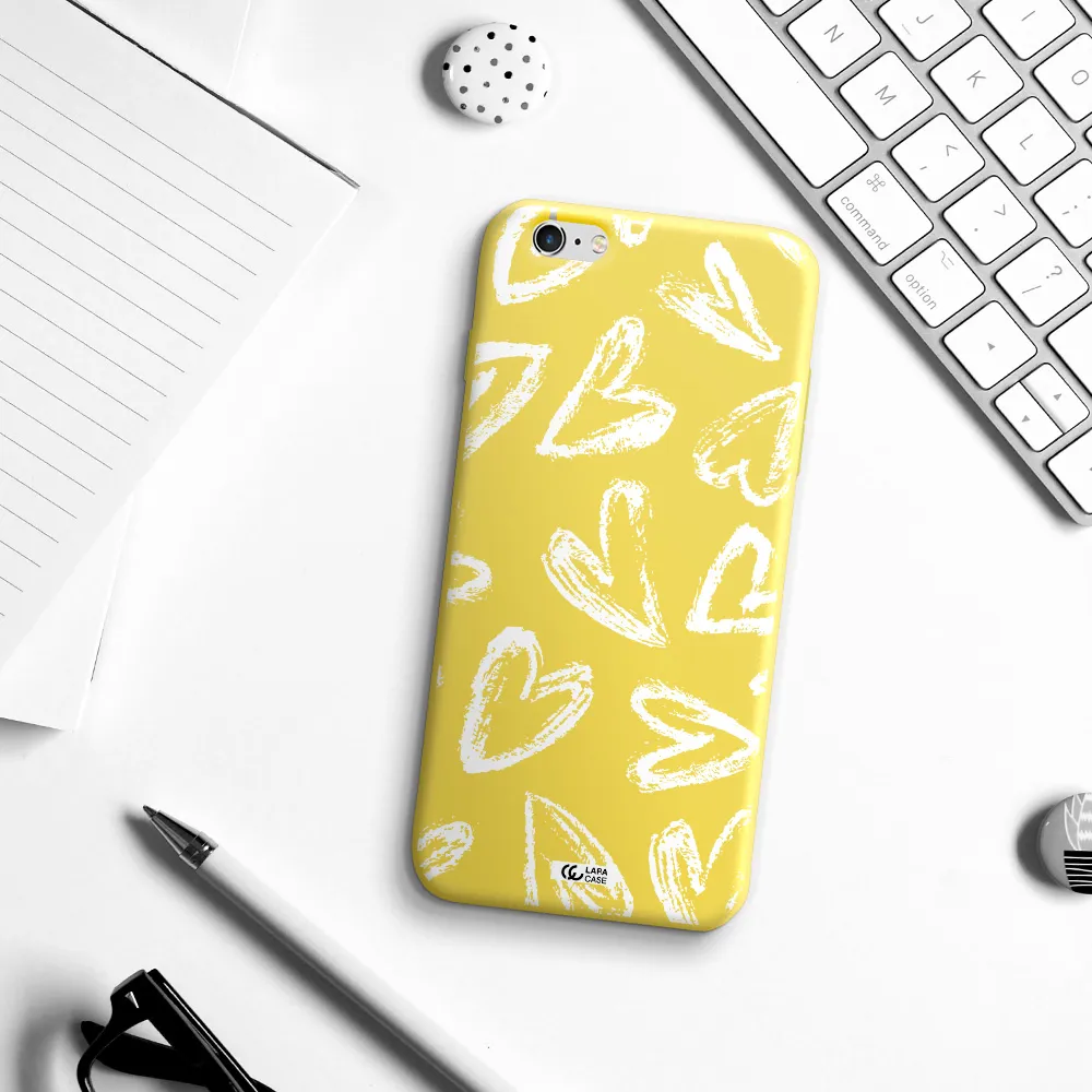 Chalk Hearts Apple iPhone 6 plus Silicone canary yellow Case