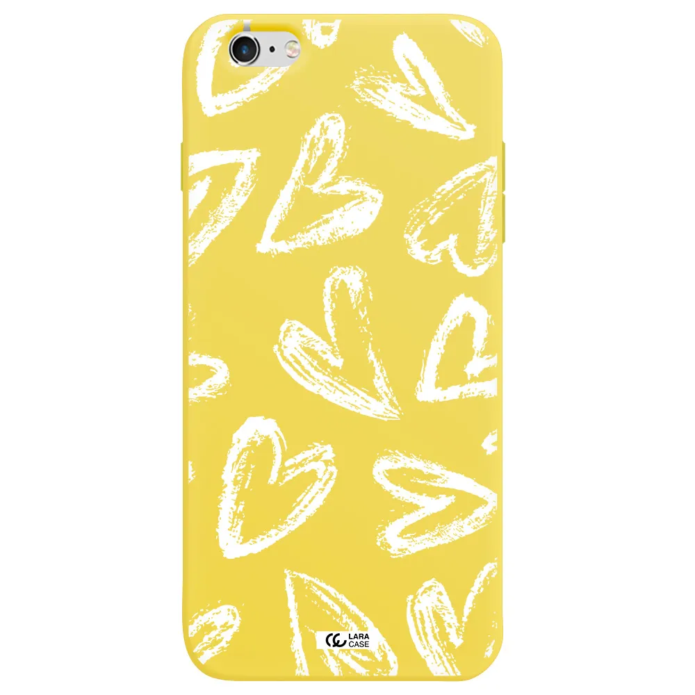 Chalk Hearts Apple iPhone 6 s plus Silicone canary yellow Case