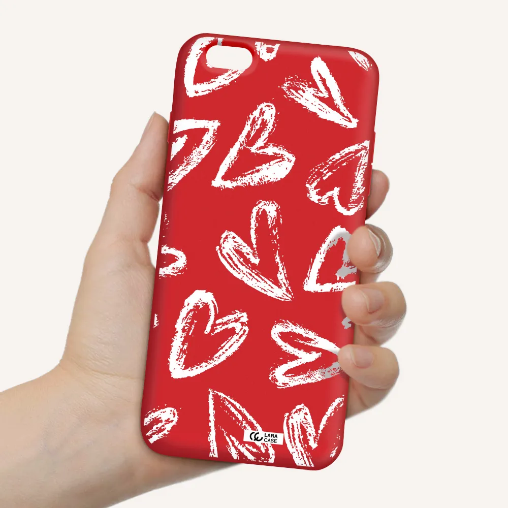 Chalk Hearts Apple iPhone 6 s plus Silicone Imperial Red Case