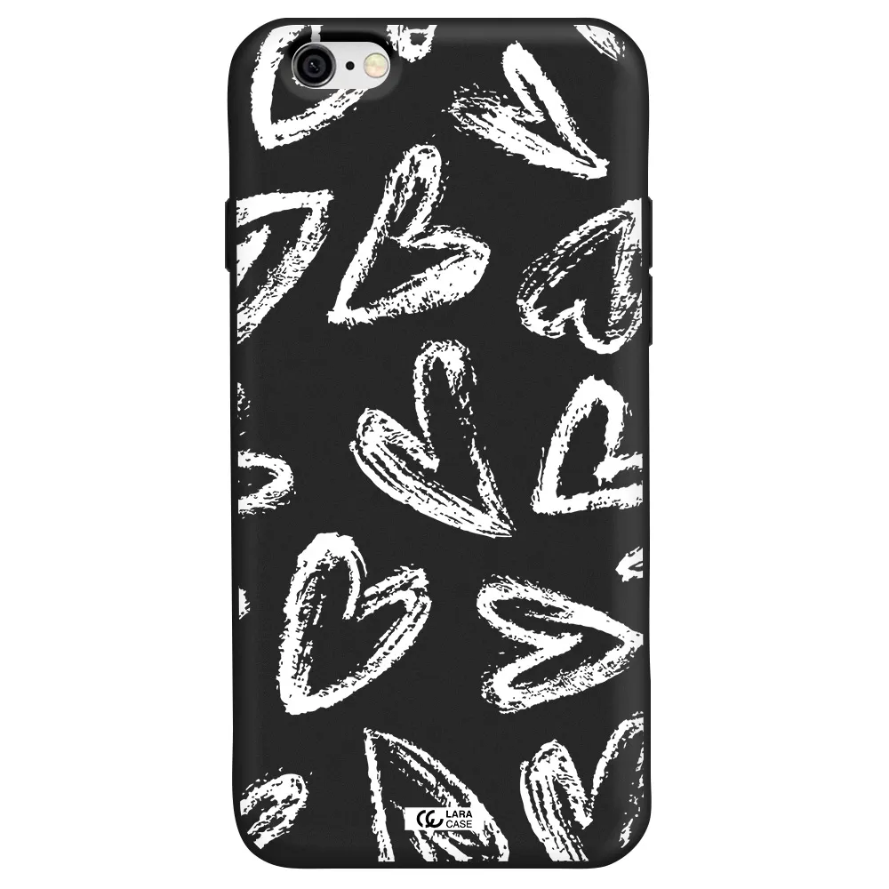 Chalk Hearts Apple iPhone 6 Silicone black Case