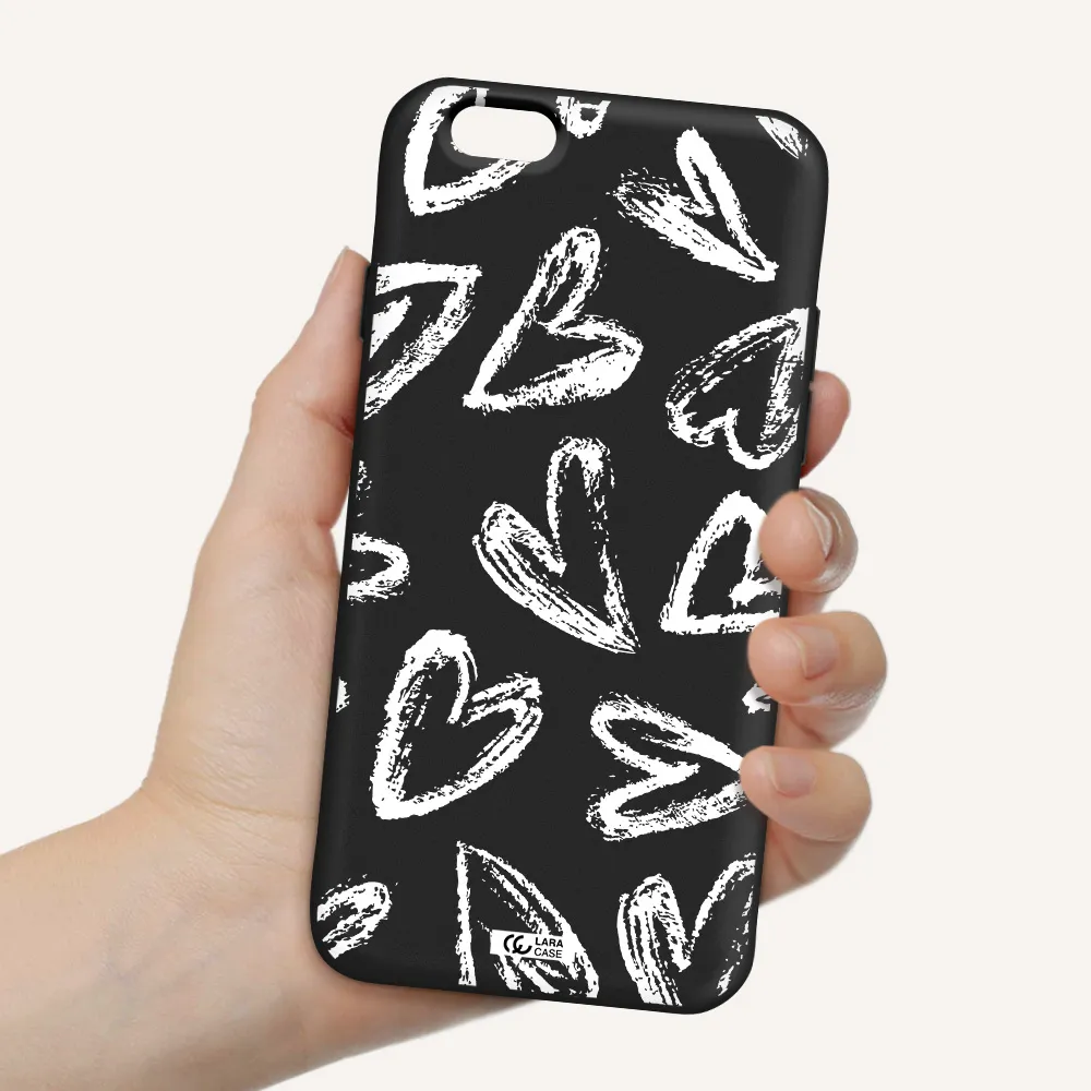 Chalk Hearts Apple iPhone 6 Silicone black Case