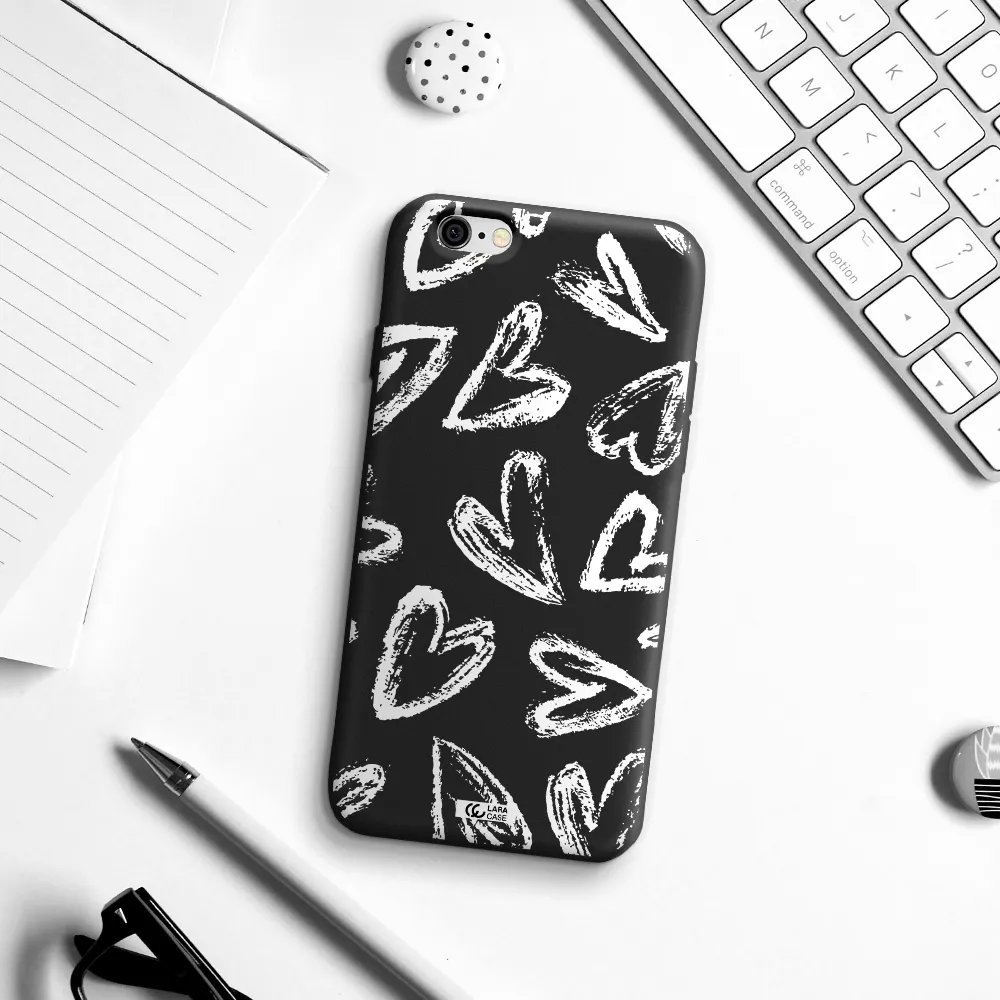 Chalk Hearts Apple iPhone 6 Silicone black Case
