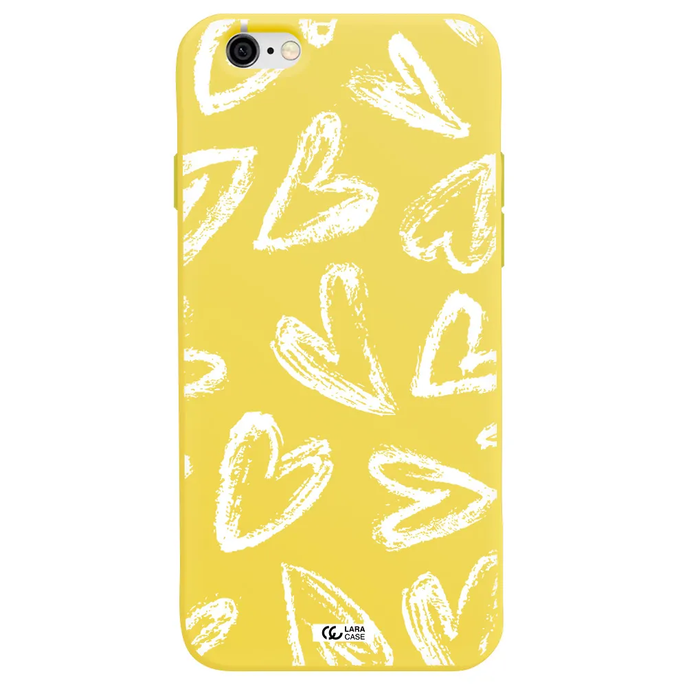Chalk Hearts Apple iPhone 6 Silicone canary yellow Case
