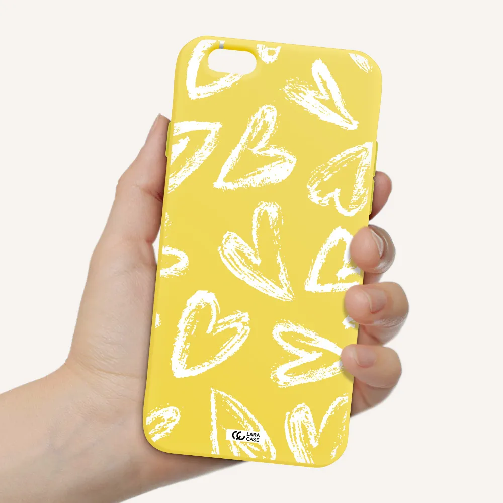 Chalk Hearts Apple iPhone 6 Silicone canary yellow Case