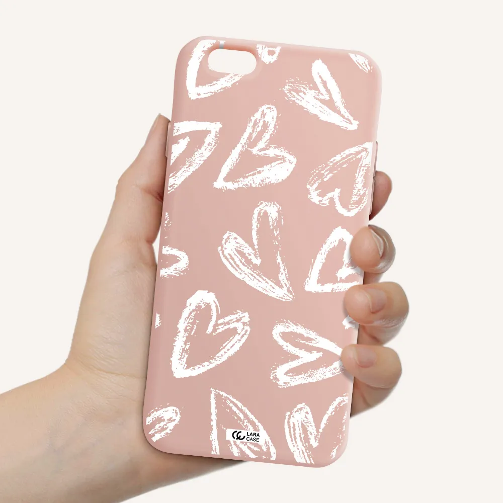 Chalk Hearts Apple iPhone 6 Silicone pastel pink Case