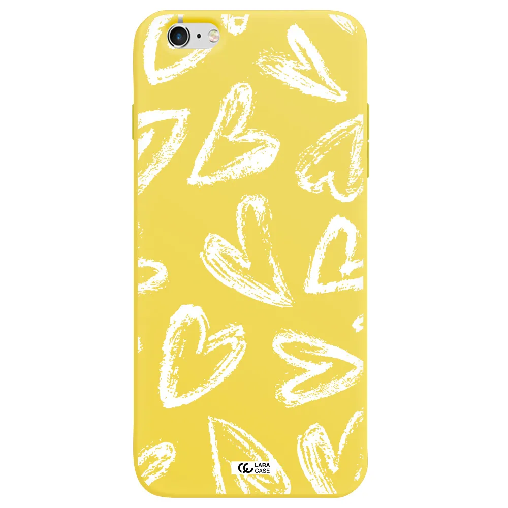 Chalk Hearts Apple iPhone 6S Silicone canary yellow Case