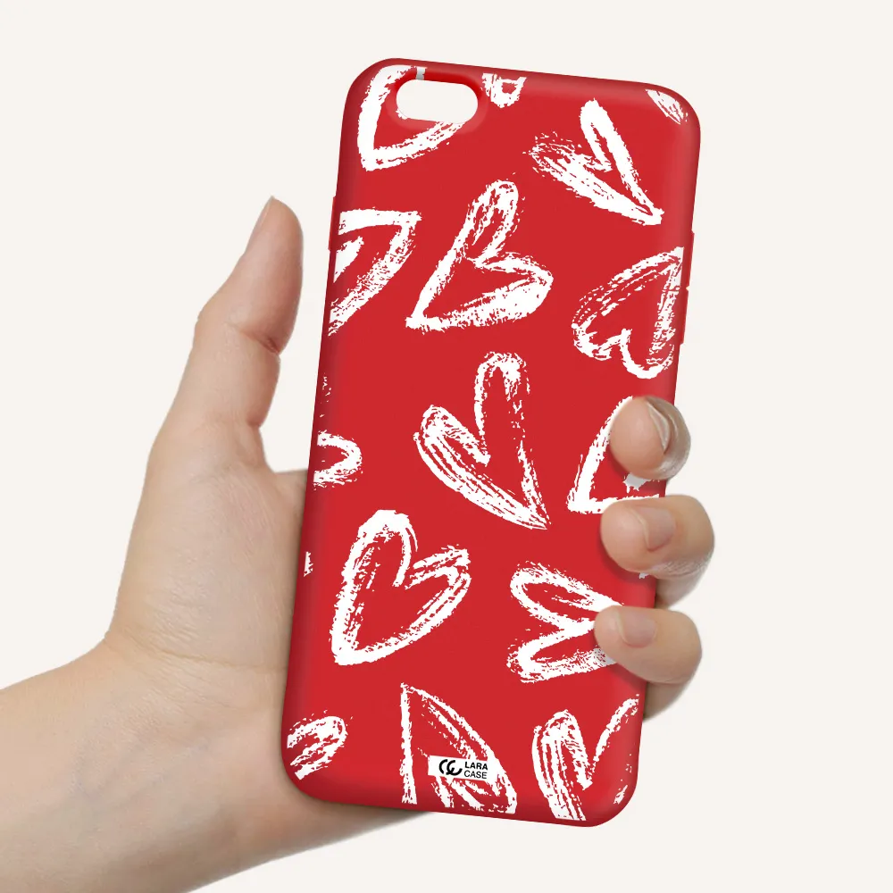 Chalk Hearts Apple iPhone 6S Silicone Imperial Red Case