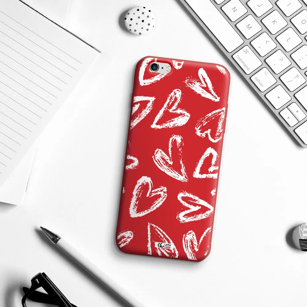 Chalk Hearts Apple iPhone 6S Silicone Imperial Red Case