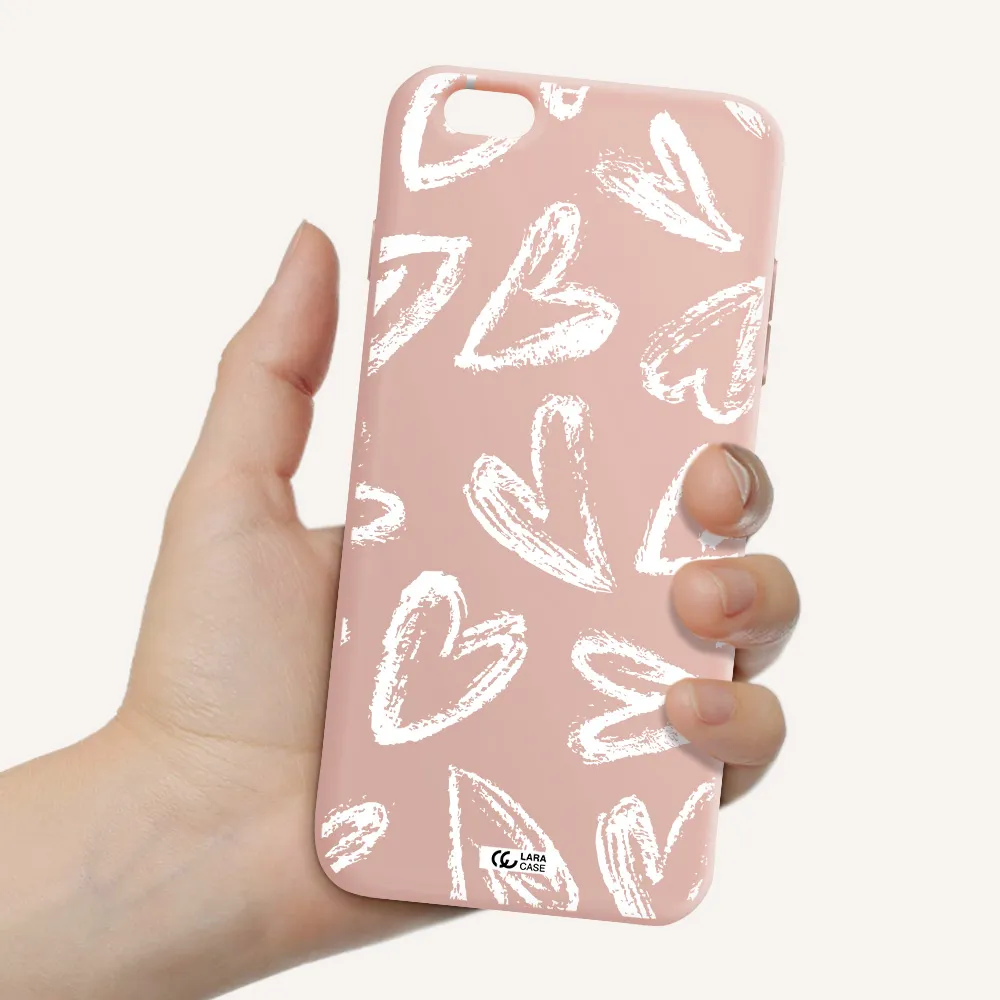 Chalk Hearts Apple iPhone 6S Silicone pastel pink Case