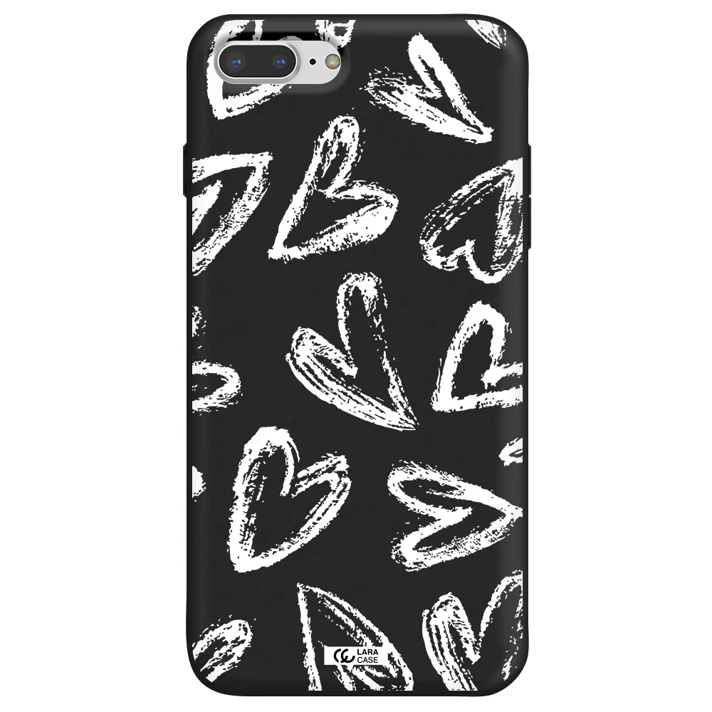 Chalk Hearts Apple iPhone 7 plus Silicone black Case