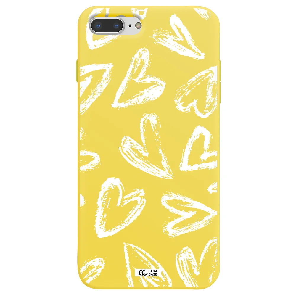 Chalk Hearts Apple iPhone 7 plus Silicone canary yellow Case