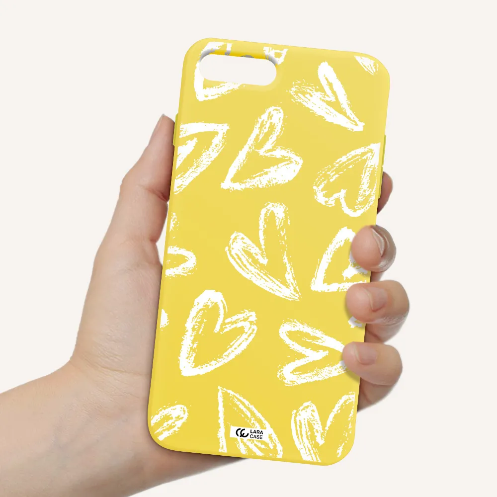 Chalk Hearts Apple iPhone 7 plus Silicone canary yellow Case