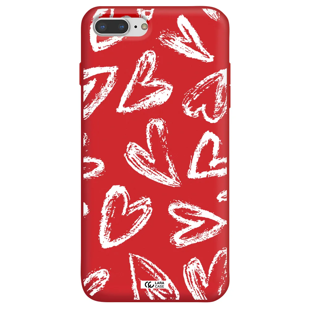 Chalk Hearts Apple iPhone 7 plus Silicone Imperial Red Case