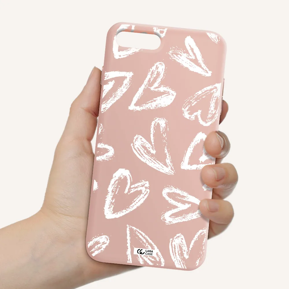 Chalk Hearts Apple iPhone 7 plus Silicone pastel pink Case