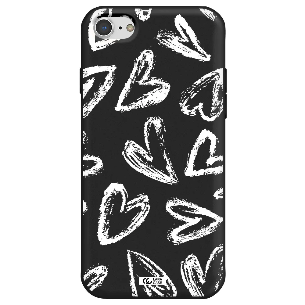 Chalk Hearts Apple iPhone 7 Silicone black Case