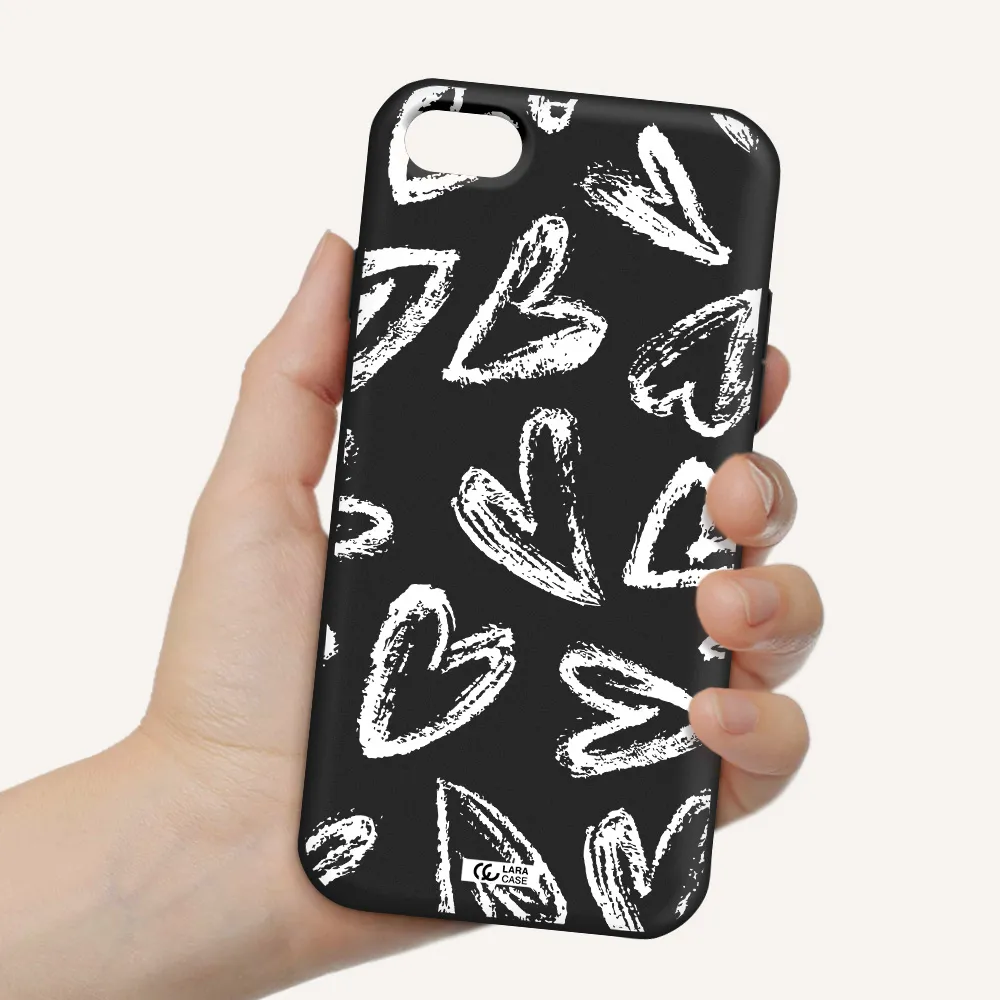 Chalk Hearts Apple iPhone 7 Silicone black Case