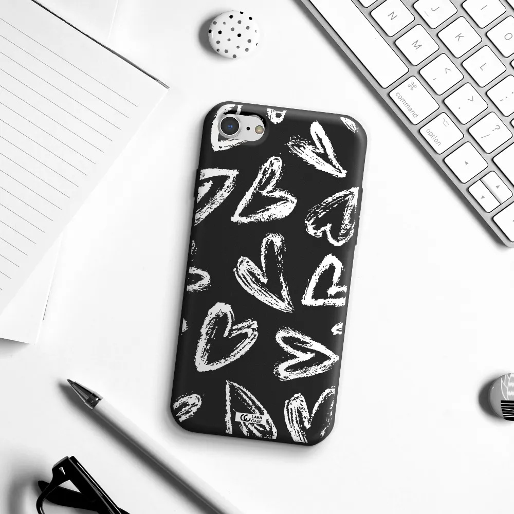 Chalk Hearts Apple iPhone 7 Silicone black Case