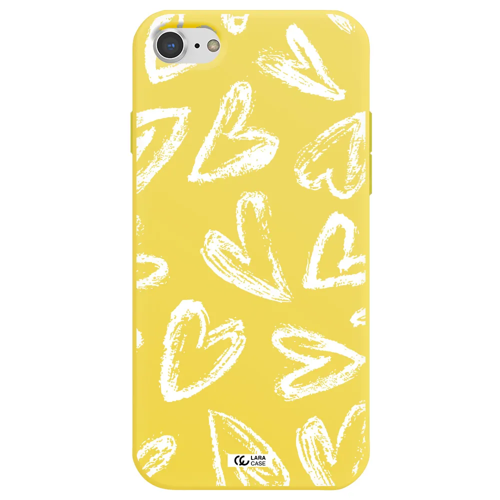 Chalk Hearts Apple iPhone 7 Silicone canary yellow Case