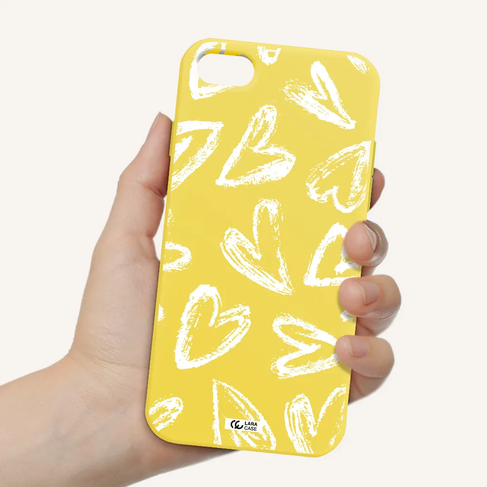 Chalk Hearts Apple iPhone 7 Silicone canary yellow Case