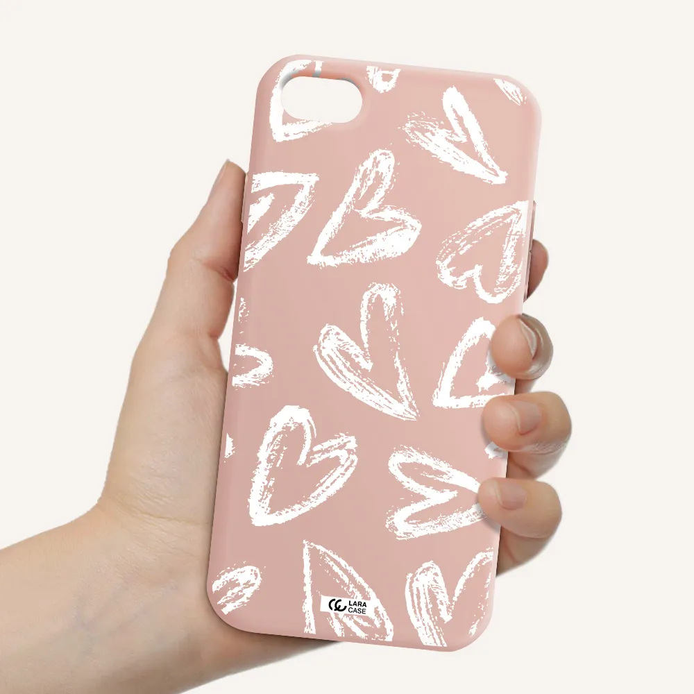 Chalk Hearts Apple iPhone 7 Silicone pastel pink Case