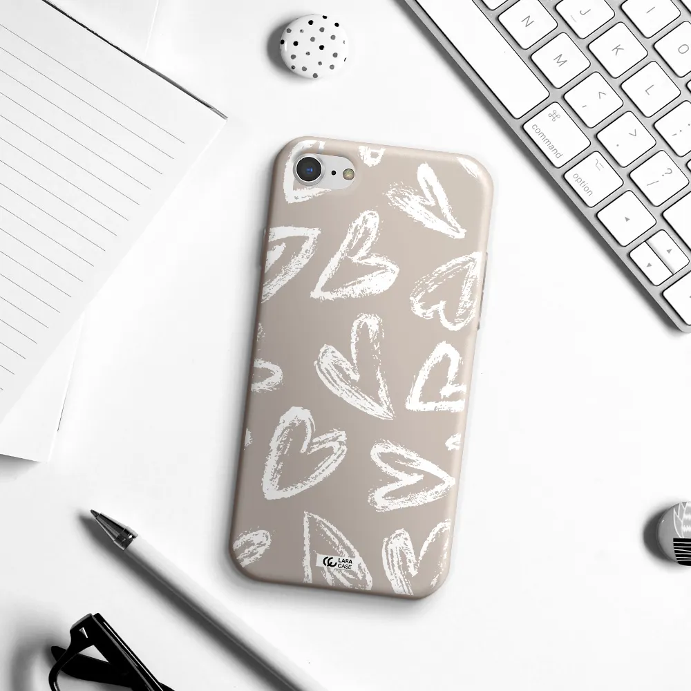 Chalk Hearts Apple iPhone 7 Silicone Stone Case