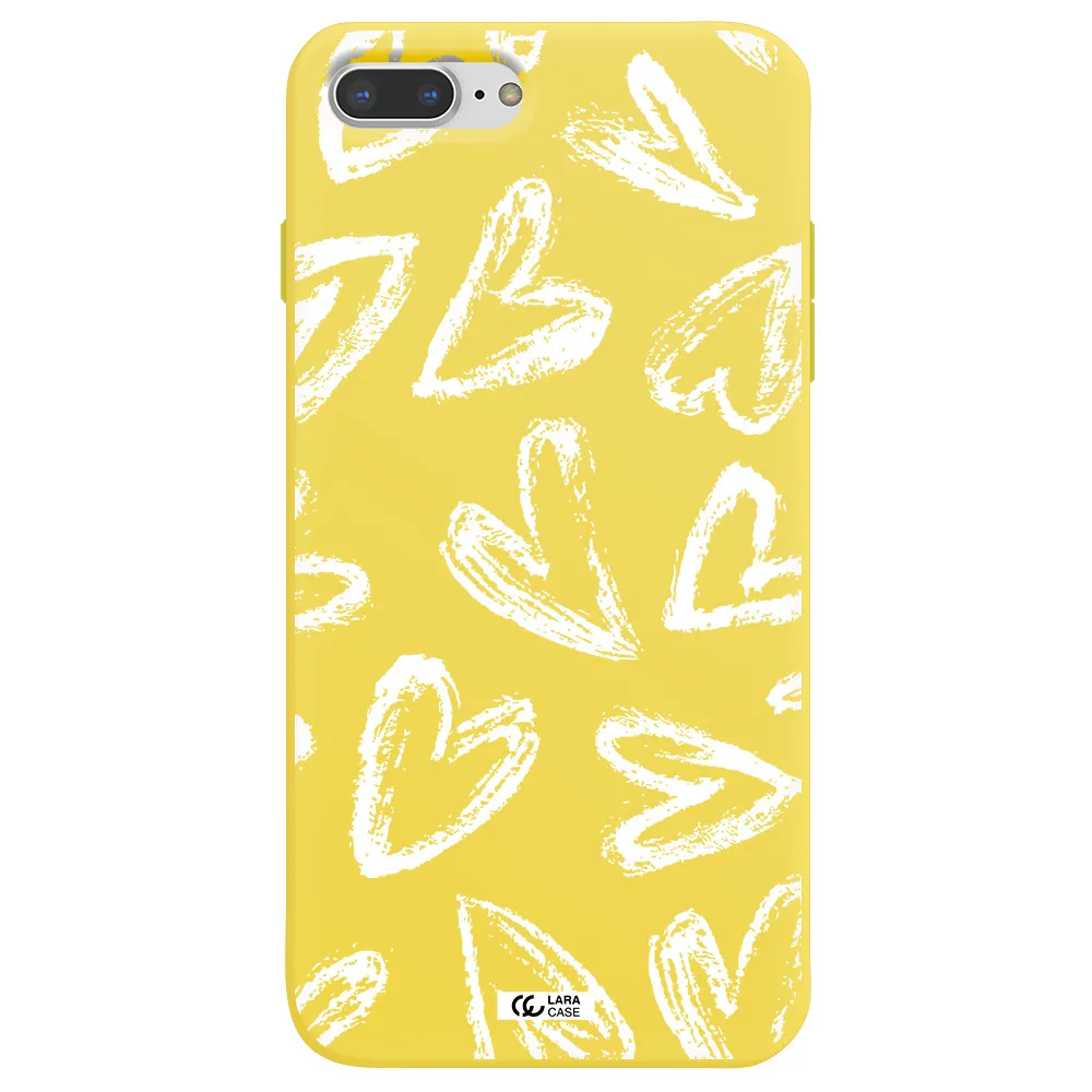 Chalk Hearts Apple iPhone 8 plus Silicone canary yellow Case