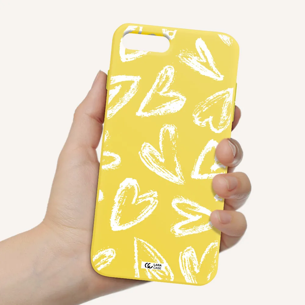 Chalk Hearts Apple iPhone 8 plus Silicone canary yellow Case