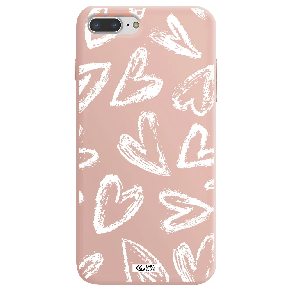 Chalk Hearts Apple iPhone 8 plus Silicone pastel pink Case