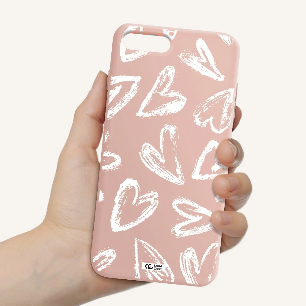 Chalk Hearts Apple iPhone 8 plus Silicone pastel pink Case
