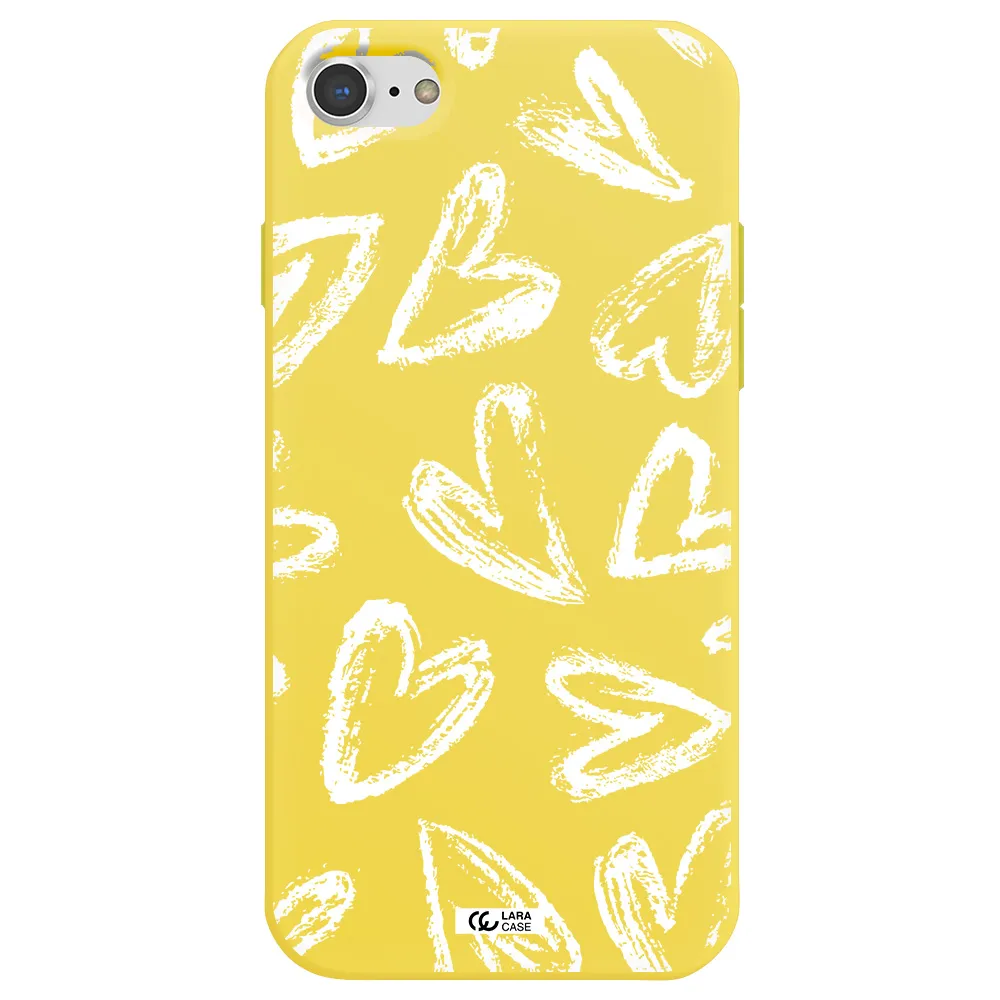 Chalk Hearts Apple iPhone 8 Silicone canary yellow Case