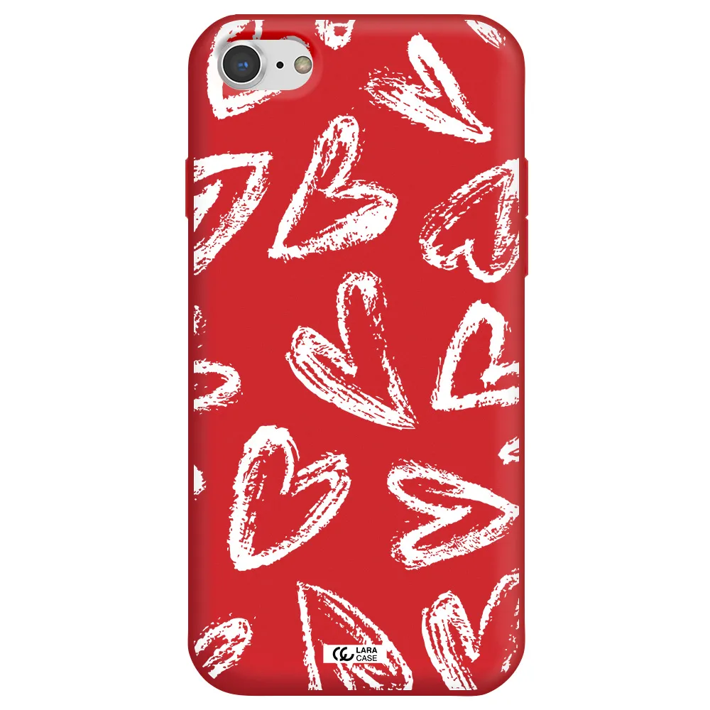 Chalk Hearts Apple iPhone 8 Silicone Imperial Red Case