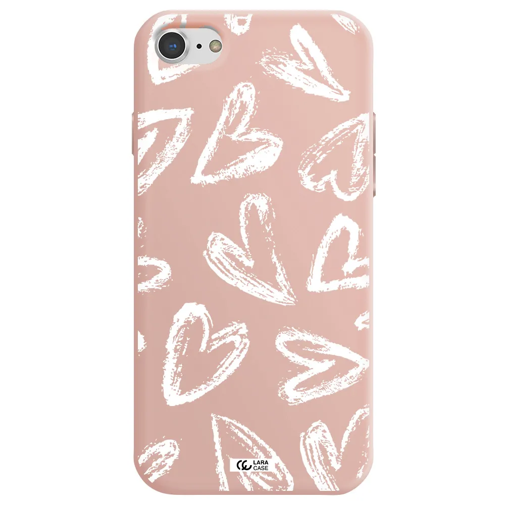 Chalk Hearts Apple iPhone 8 Silicone pastel pink Case