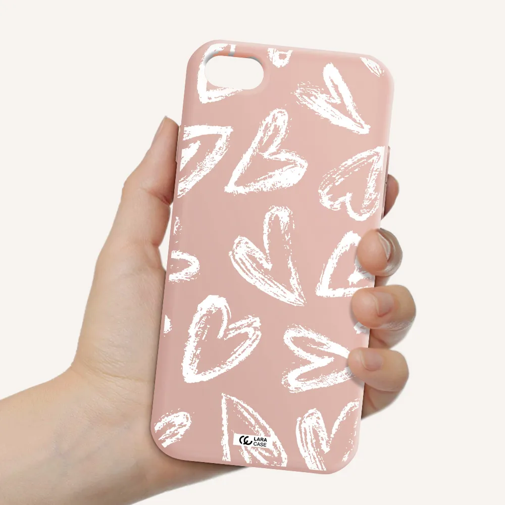 Chalk Hearts Apple iPhone 8 Silicone pastel pink Case