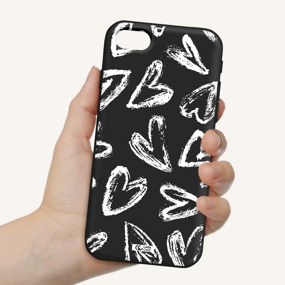 Chalk Hearts Apple iPhone se 2020 Silicone black Case
