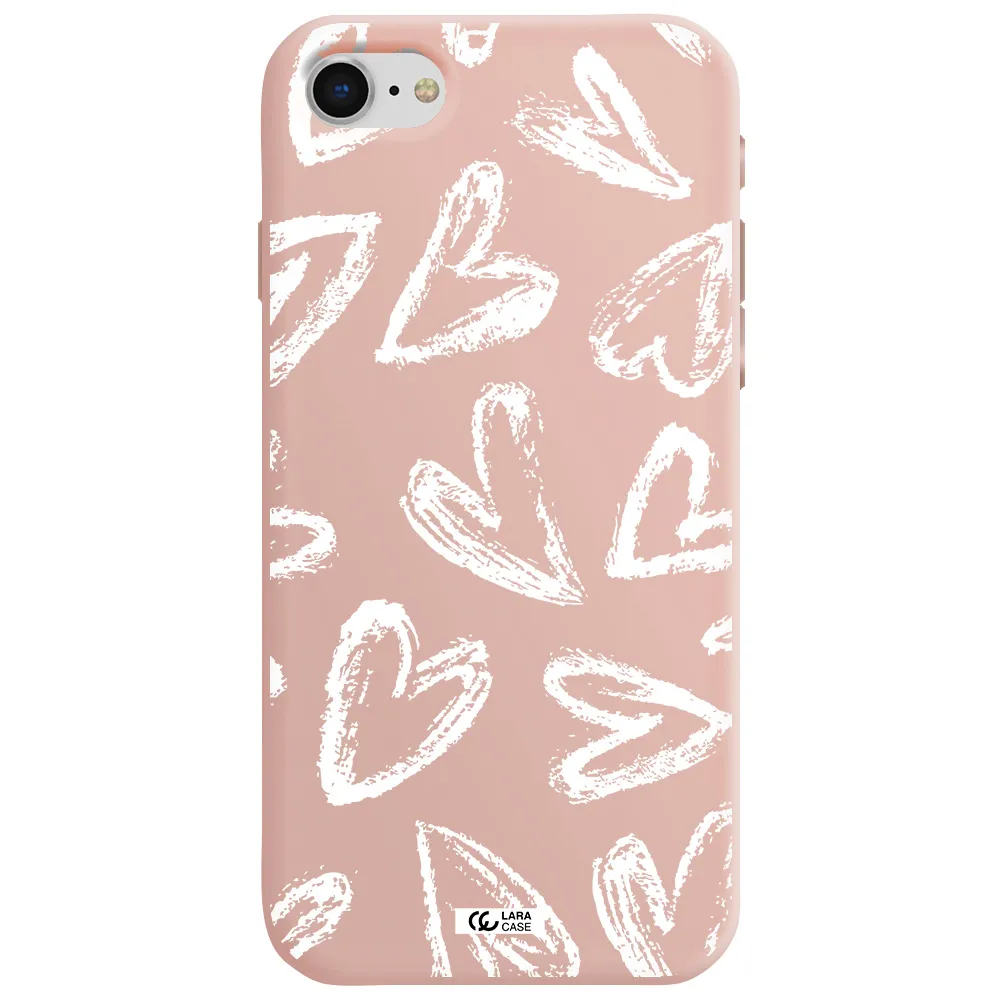 Chalk Hearts Apple iPhone se 2020 Silicone pastel pink Case
