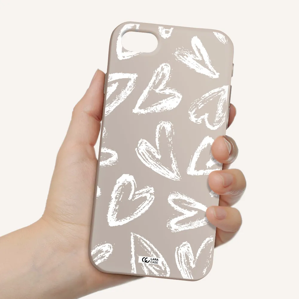 Chalk Hearts Apple iPhone se 2020 Silicone Stone Case