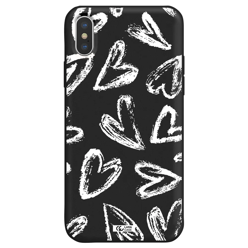 Chalk Hearts Apple iPhone X Silicone black Case